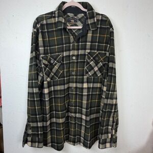 Freedom Foundry XXL Green Plaid Fleece Shirt Jacket Gorpcore Outdoorsy Grunge